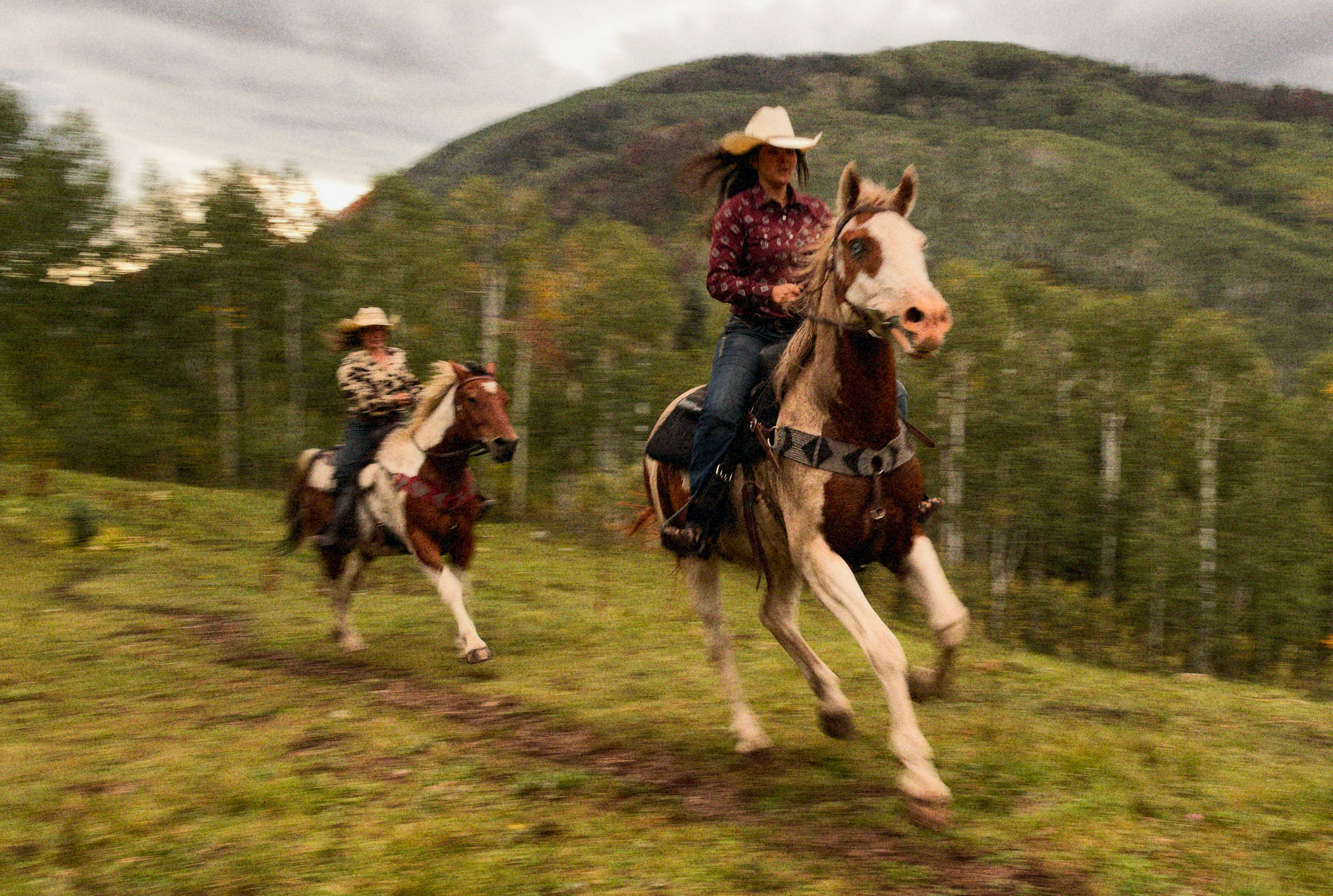Sophia and Brooklynn on horseback on the Dunton property